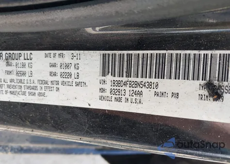 2011 Dodge Avenger Express из США, поврежденный, VIN 1B3BD4FB2BN543810